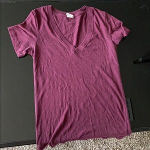 Maroon PINK V-Neck T-Shirt